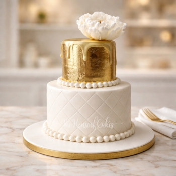 Gold and White Cake in Dubai