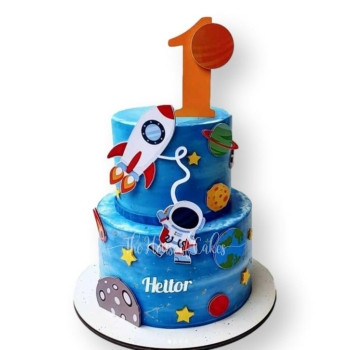 rocket theme cake