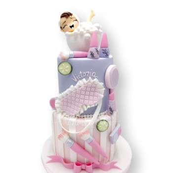 a cake with a spa theme