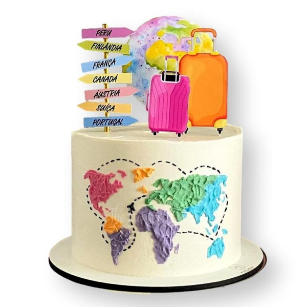 World Map Suitcase Cake