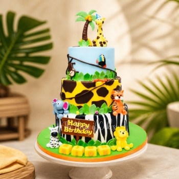 Jungle Animals Cake in Dubai from The House of Cakes Bakery