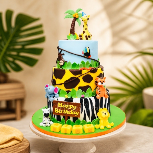 Jungle Animals Cake in Dubai from The House of Cakes Bakery