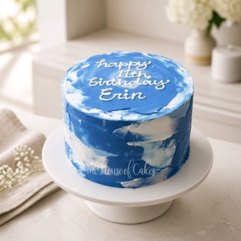 Birthday cake blue and white
