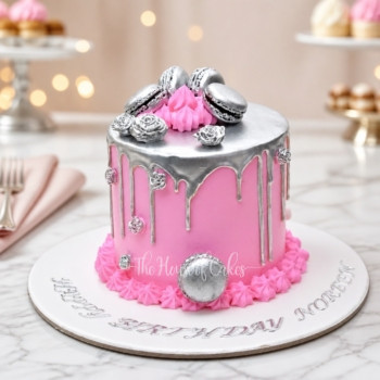 Pink Cake with Silver Drip