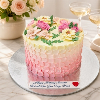 Pretty Buttercream Flowers Cake