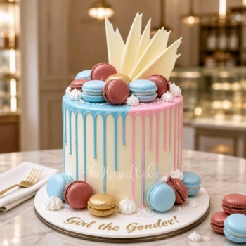 Pink and blue drip cake