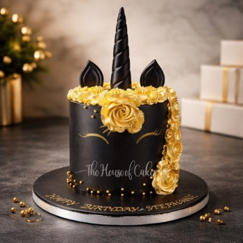 Unicorn Cake – Black and Gold in Dubai