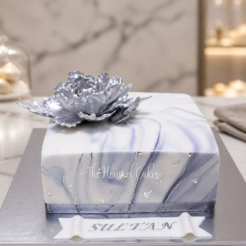Silver Marble Cake Square in Dubai