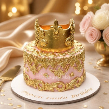 Pink and Gold Crown Cake