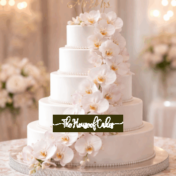Wedding Cake with Orchids and Topper f