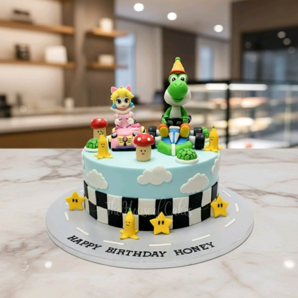 Super Mario Cake with Princess Peach and Yoshi