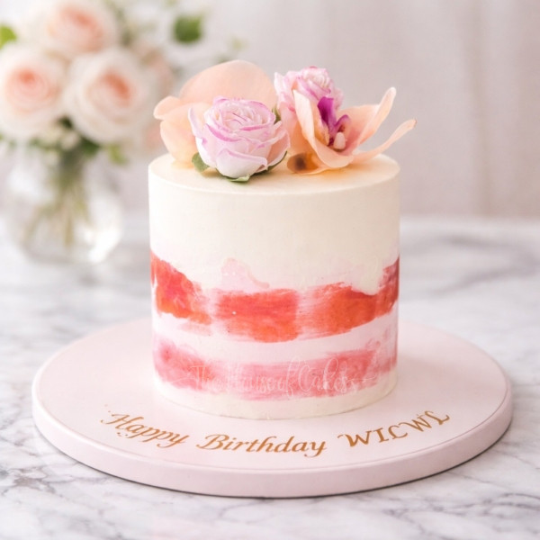 Pink Ombre Cake with Flower in Dubai
