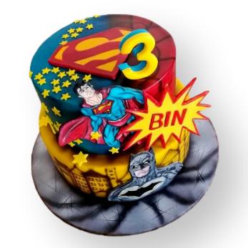 Superman and Batman Cake
