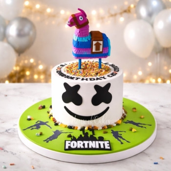 Marshmelo and Lama Fortnite cake