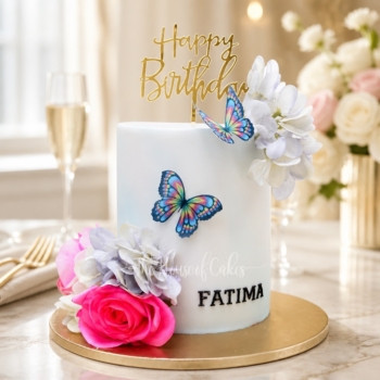 Flowers and Butterflies Cake