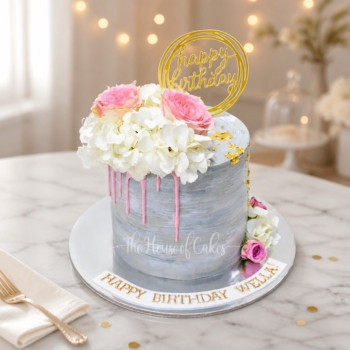 White and Silver Wedding Cake in Dubai