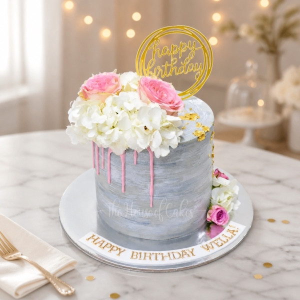 White and Silver Wedding Cake in Dubai