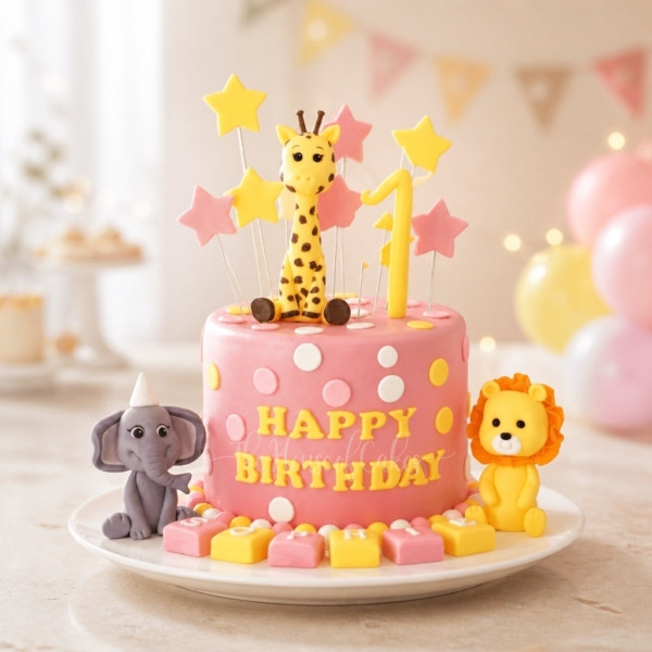 Lion, Elephant and Giraffe Cake