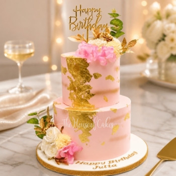Elegant Pink and Gold Cake in Dubai