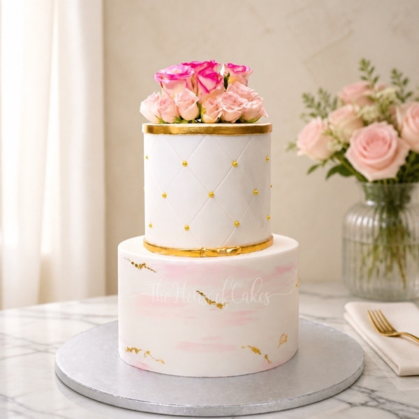 Light Pink and Gold Cake
