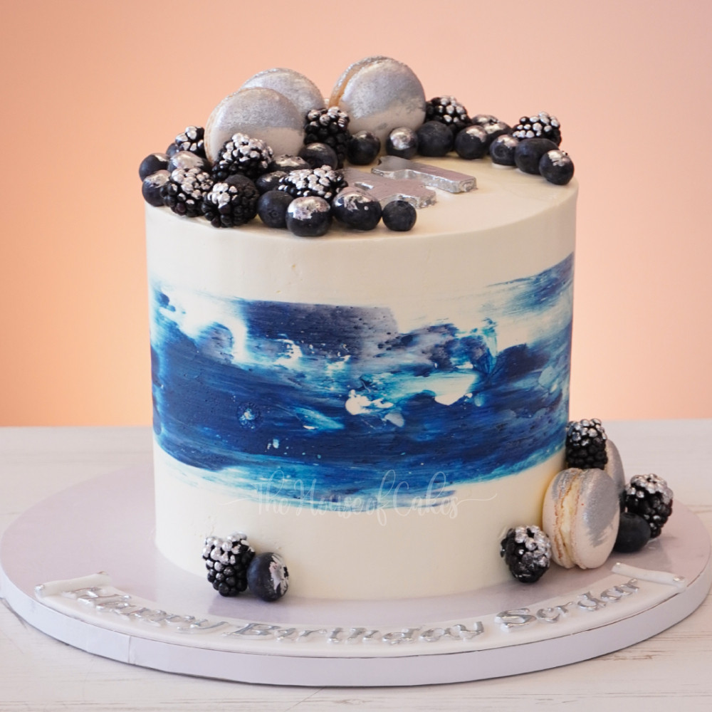 Blue white and silver cake House of Cakes Dubai Best Cakes near me