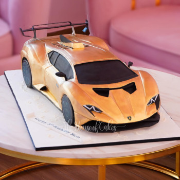 gold Lamborghini car cake