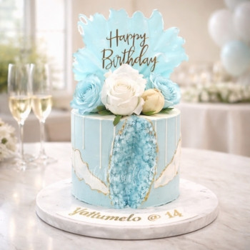 Light Blue Geode Cake in Dubai