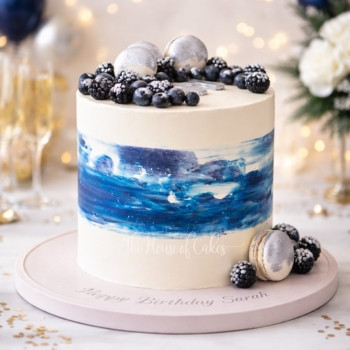 Blue White and Silver Cake