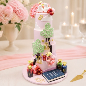 Birds Book and Flowers Cake