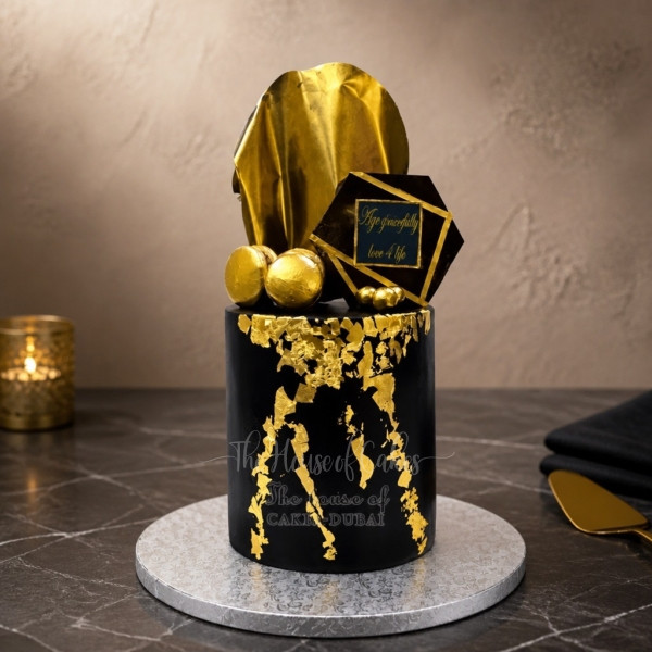Trendy Black and Gold Cake in Dubai