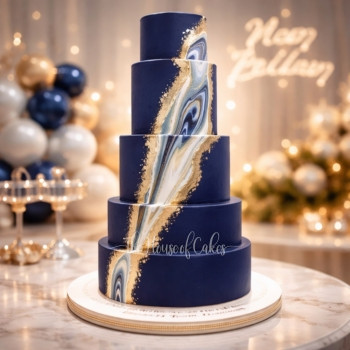 Royal Blue & Gold Luxury Cake in Dubai