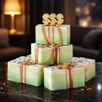 Money Cake with Dollars and Gold Chains