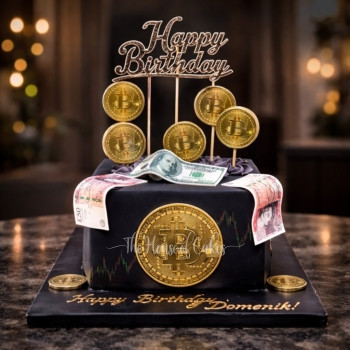 Bitcoin Cake with Money in Dubai