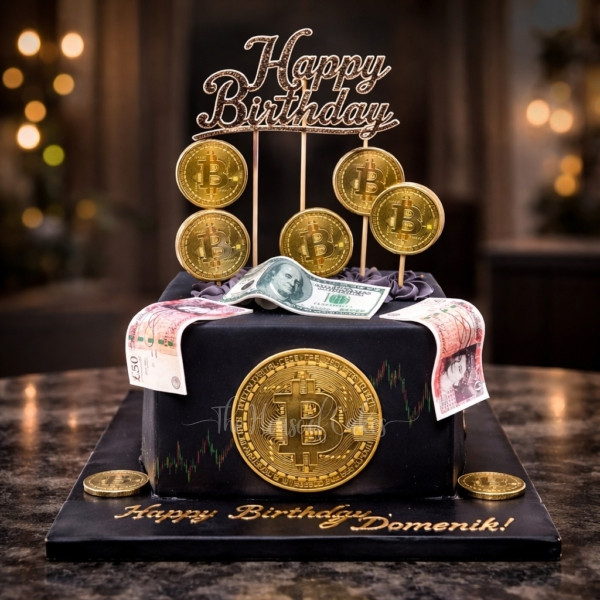 Bitcoin Cake with Money in Dubai