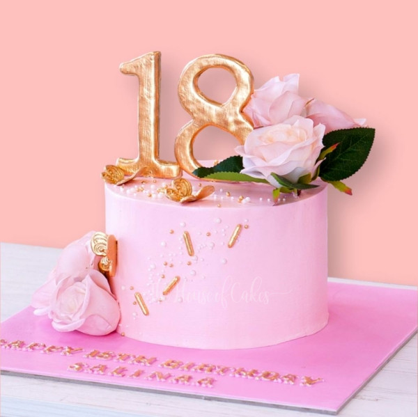 18th Birthday Cake with Flowers and Butterflies Celebrate in Style