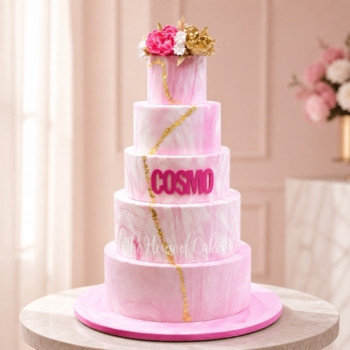 Large Pink and Gold Cake in Dubai