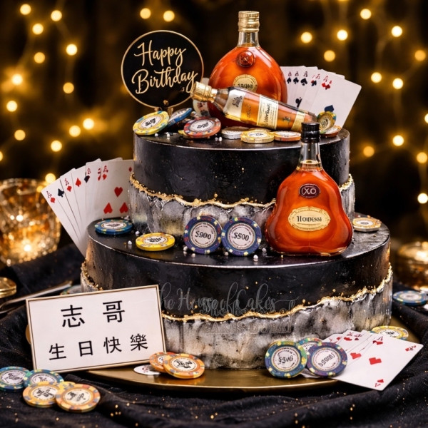 Cognac Whiskey Poker & Cigar Theme Cake in Dubai