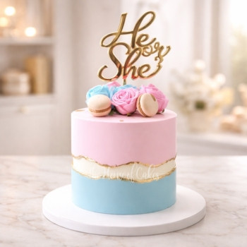 Gender reveal fault line cake