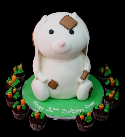 Bunny cake and carrot cupcakes