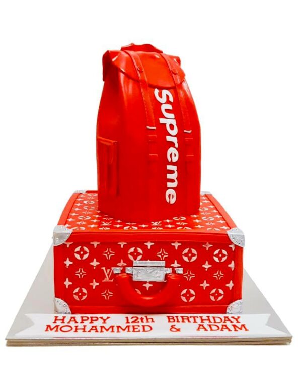 Supreme x Louis Vuitton backpack cake