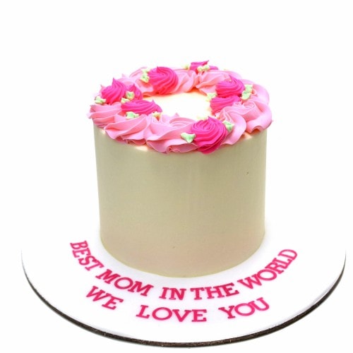 White And Pink Cream Cake - same day delivery