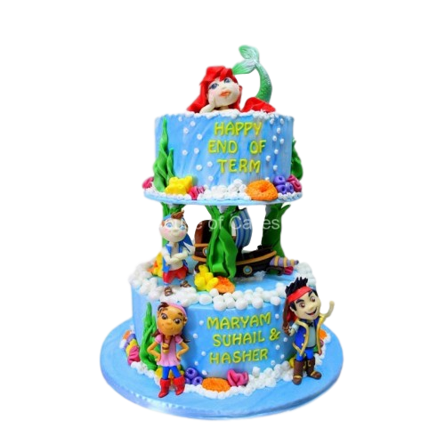 Ariel and Jake Neverland pirates cake