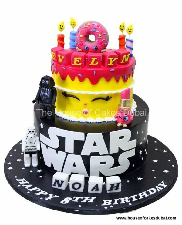 Half Star wars and Half Shopkins cake