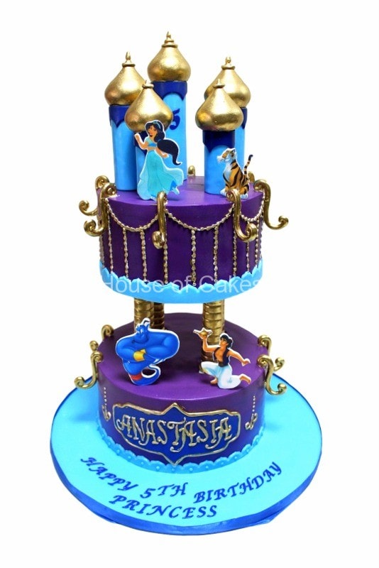 Aladdine and Jasmine castle cake
