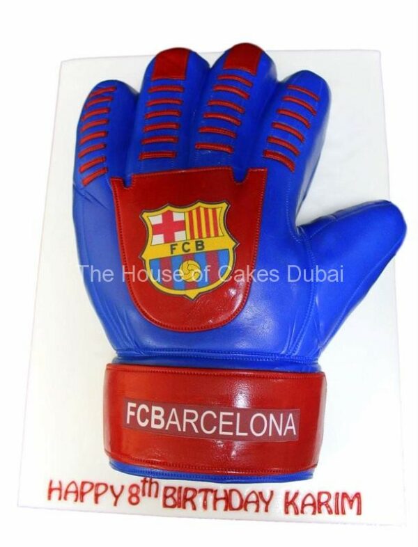 Barcelona goalkeeper glove cake