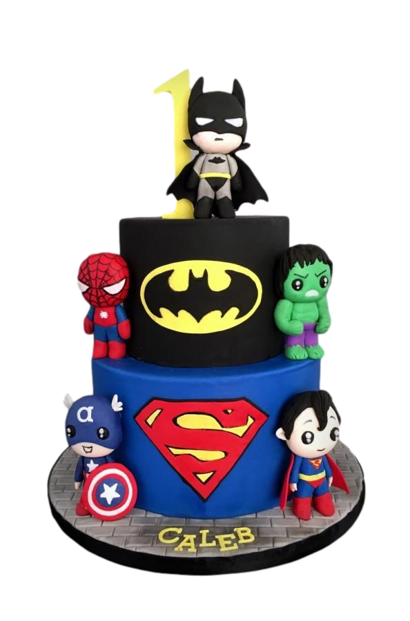 Batman, Superman and Spiderman Cake 2