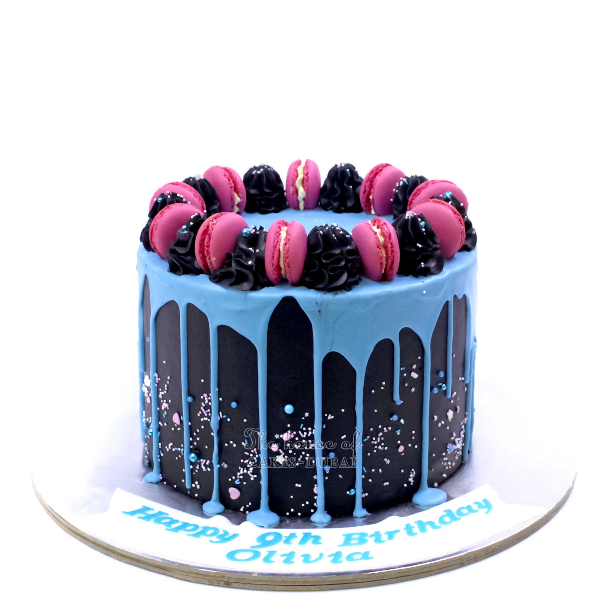 Black cake blue drip Cakes in Abu Dhabi Birthday cakes in Abu Dhabi
