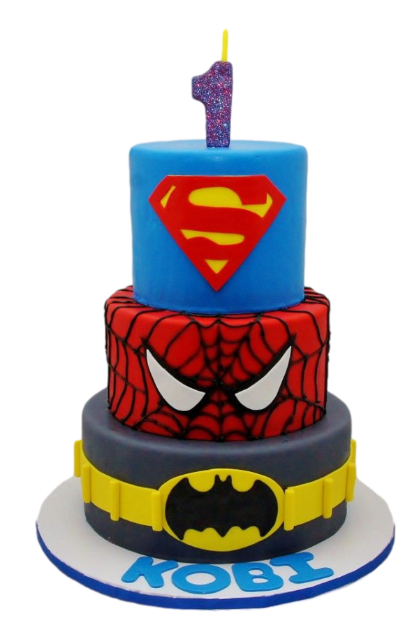 Spiderman, Superman and Batman Cake