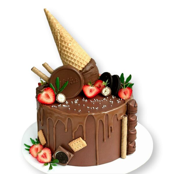 Chocolate and strawberries cake