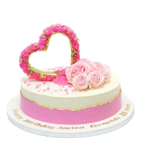 Pink Crystal heart cake 2